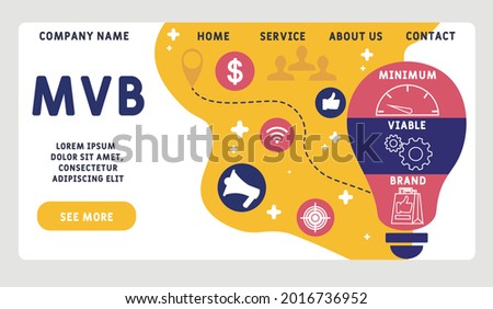 Vector website design template . MVB - Minimum Viable Brand acronym. business concept. illustration for website banner, marketing materials, business presentation, online advertising. Royalty-Free Stock Photo #2016736952