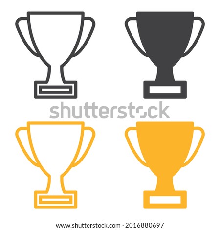 Set of trophy cup icons. Victory cup symbols, winner. Vector illustration.