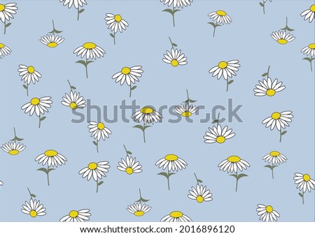 daisy blue flower vector pattern