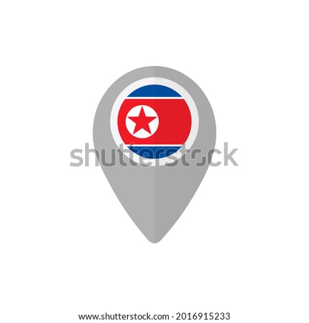 Map pin with the North Korean flag. 