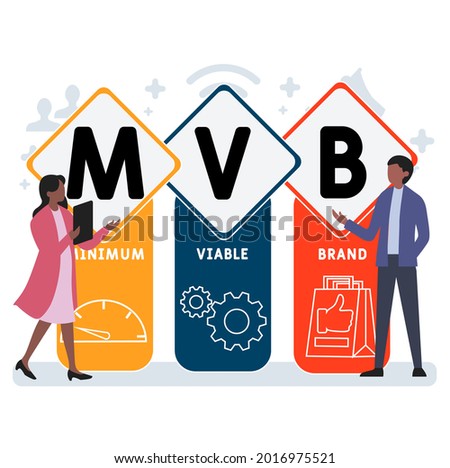 Flat design with people. MVB - Minimum Viable Brand acronym. business concept background. Vector illustration for website banner, marketing materials, business presentation, online advertising Royalty-Free Stock Photo #2016975521
