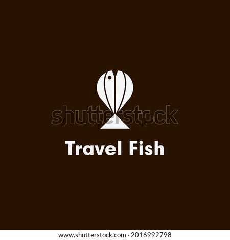 Clean, unique fish-like map or hot air balloon logo. vector icon illustration inspiration sign. travel company logos