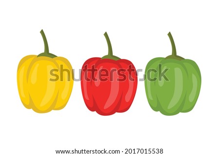 paprika illustration with simple style, red paprika, yellow paprika, green paprika Royalty-Free Stock Photo #2017015538