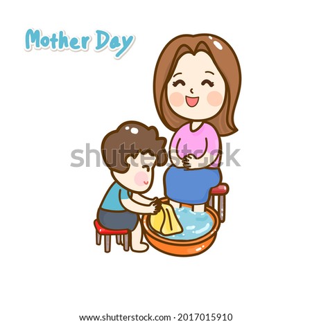 Cartoon mother and kids vector.