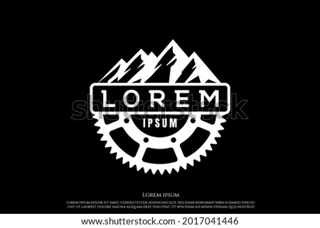 Mountain Hill with Gear Cog for Mining or Bike Sport Badge Label Seal Sticker Logo Design Vector