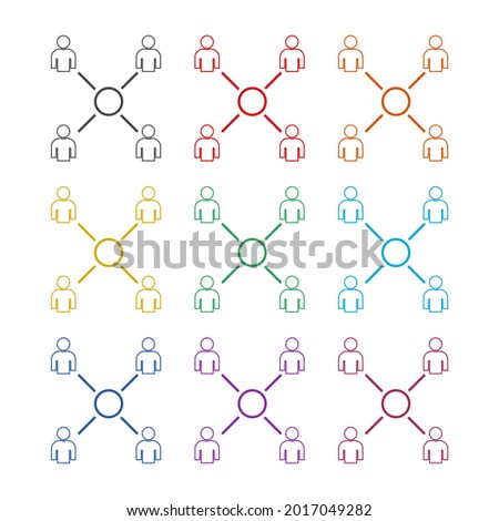 Online class color icon set isolated on white background