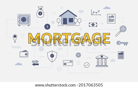 mortgage housing property concept with icon set with big word or text on center