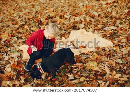 Cute little boy playing in a park