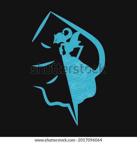 beautiful Indonesian blue puppet logo with java culture