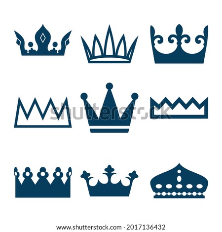 Crown Silhouette Set Vector. crown logo design