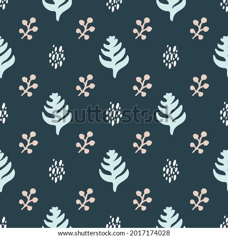 Modern exotic jungle plants illustration pattern. Creative collage contemporary floral seamless pattern. Fashionable template for design. The seamless colorful pattern with abstract tropical plants. 