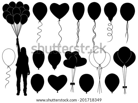 Set of different balloons isolated on white