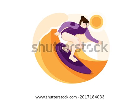 Surfing Illustration concept. Flat illustration isolated on white background.