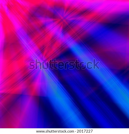Blue fantasy rays on red background