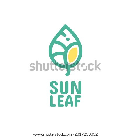 Green sun leaf nature logo concept design illustration