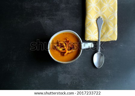 Vegetarian soup paprika yellow pumpkin soup 