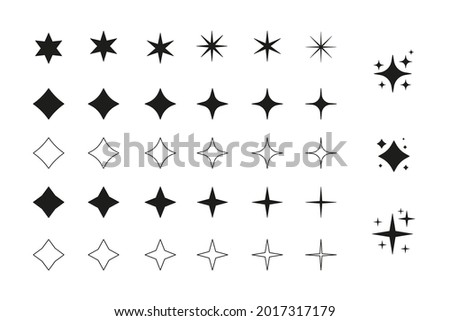 Big set of star icon, magic spark for graphic or product design. Royalty-Free Stock Photo #2017317179