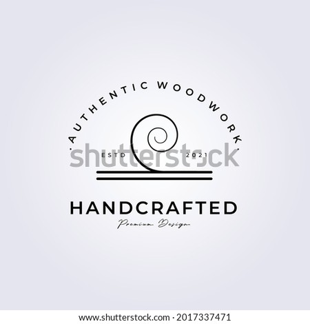handcrafted woodworker carpenter lumberjack logo simple line art icon vector illustration design Royalty-Free Stock Photo #2017337471