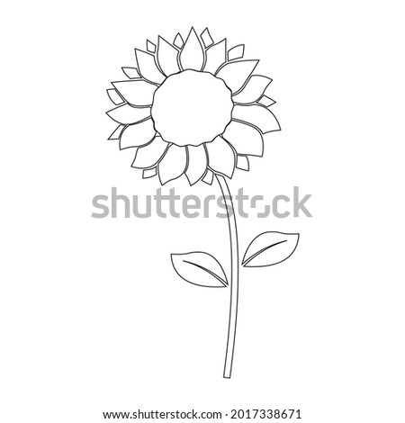 Sunflower silhouette. Vector over white background.
