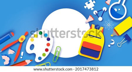 Flat design vector illustration concepts of education. Horizontal banners with Science and Art stickers.