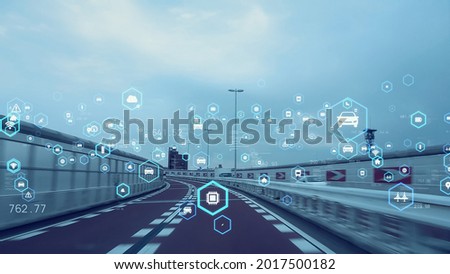 Transportation and technology concept. ITS (Intelligent Transport Systems). Mobility as a service.  Royalty-Free Stock Photo #2017500182