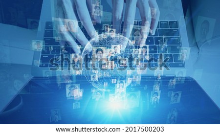 Global communication network concept. Social media. Social networking service. Royalty-Free Stock Photo #2017500203