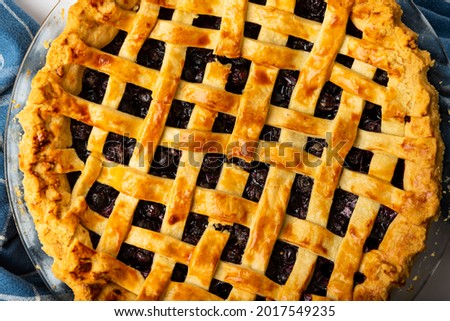 Homemade Blueberry pie, on a marble background