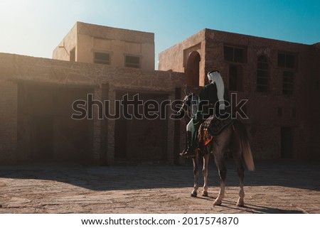 Horse in historical building based in Saudi Arabia