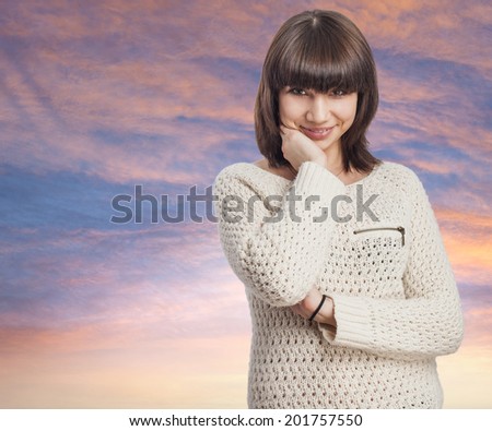 portrait of beautiful caucasian young woman posing
