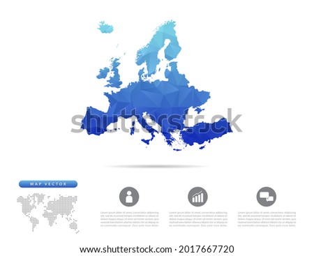 Vector Europe map blue polygon triangle mosaic for presentation. Creative concept for infographic.