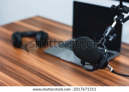 Microphone in studio for professional speaker 