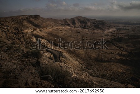 Mountains in Tunisia on the way to the Sahara desert.