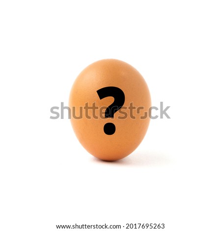 An egg with a question mark isolated on white background.