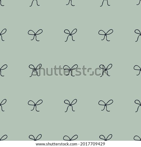 Doodle bows isolated on light blue background. Vector seamless pattern with ribbons. Simple flat design. Hand drawn backdrop for textile, wrapping paper, background flat design.