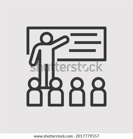 education meeting icon vector icon.Editable stroke.linear style sign for use web design and mobile apps,logo.Symbol illustration.Pixel vector graphics - Vector