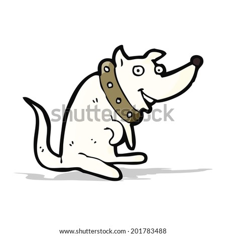 cartoon happy dog in big collar