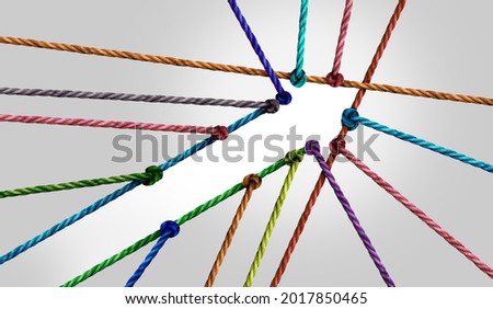 Success business arrow connection as diverse ropes united together to form a shape of positive diversity achievement. Royalty-Free Stock Photo #2017850465
