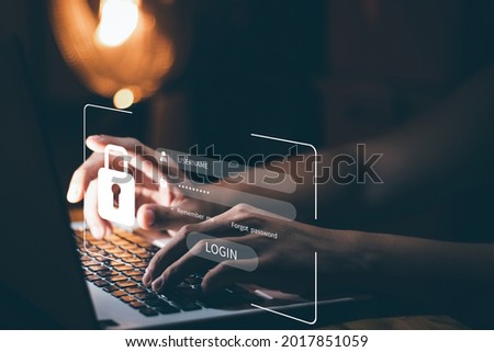 cybersecurity essentials, digital crime prevention by anonymous hackers, personal data security, and banking and finance. Royalty-Free Stock Photo #2017851059
