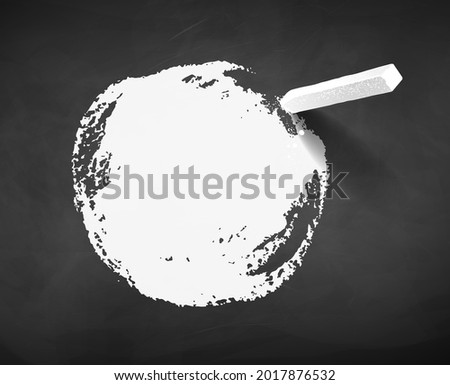Hand drawn round chalked banner with piece of chalk on blackboard background. Royalty-Free Stock Photo #2017876532