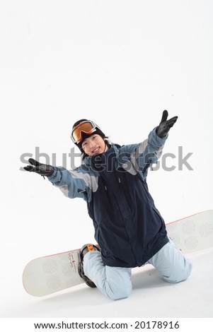 Young Man in Snowboard
