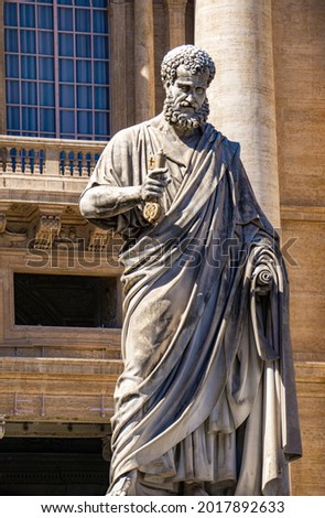 Statue of St. Peter holding the key to heaven at Vatican. Statue as made  at 1840.