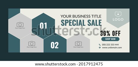 Sale facebook cover page timeline web ad banner template with photo place | horizontal layout concept
