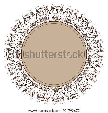Round frame with decorative elements. Vector illustration.