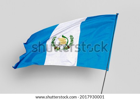 Guatemala flag isolated on white background. National symbol of Guatemala. Close up waving flag with clipping path.