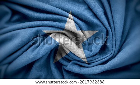 The national flag of Somalia. Somalia flag with fabric texture. Close up waving flag of Somalia.
