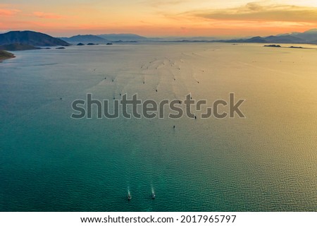 Boats and Sunset on Van Phong bay, Khanh Hoa, Vietnam