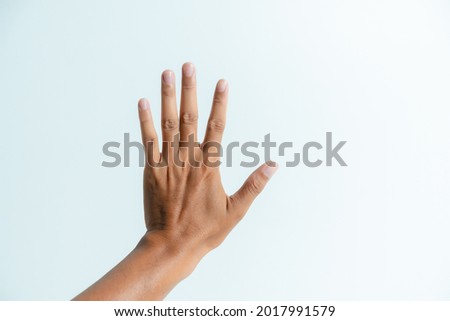 Closeup of male hand .White background