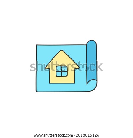 Architecture blueprint, construction, design icon in color icon, isolated on white background 