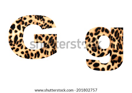 Custom leopard skin alphabet, isolated in white background. 