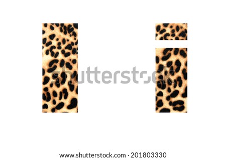 Custom leopard skin alphabet, isolated in white background. 
